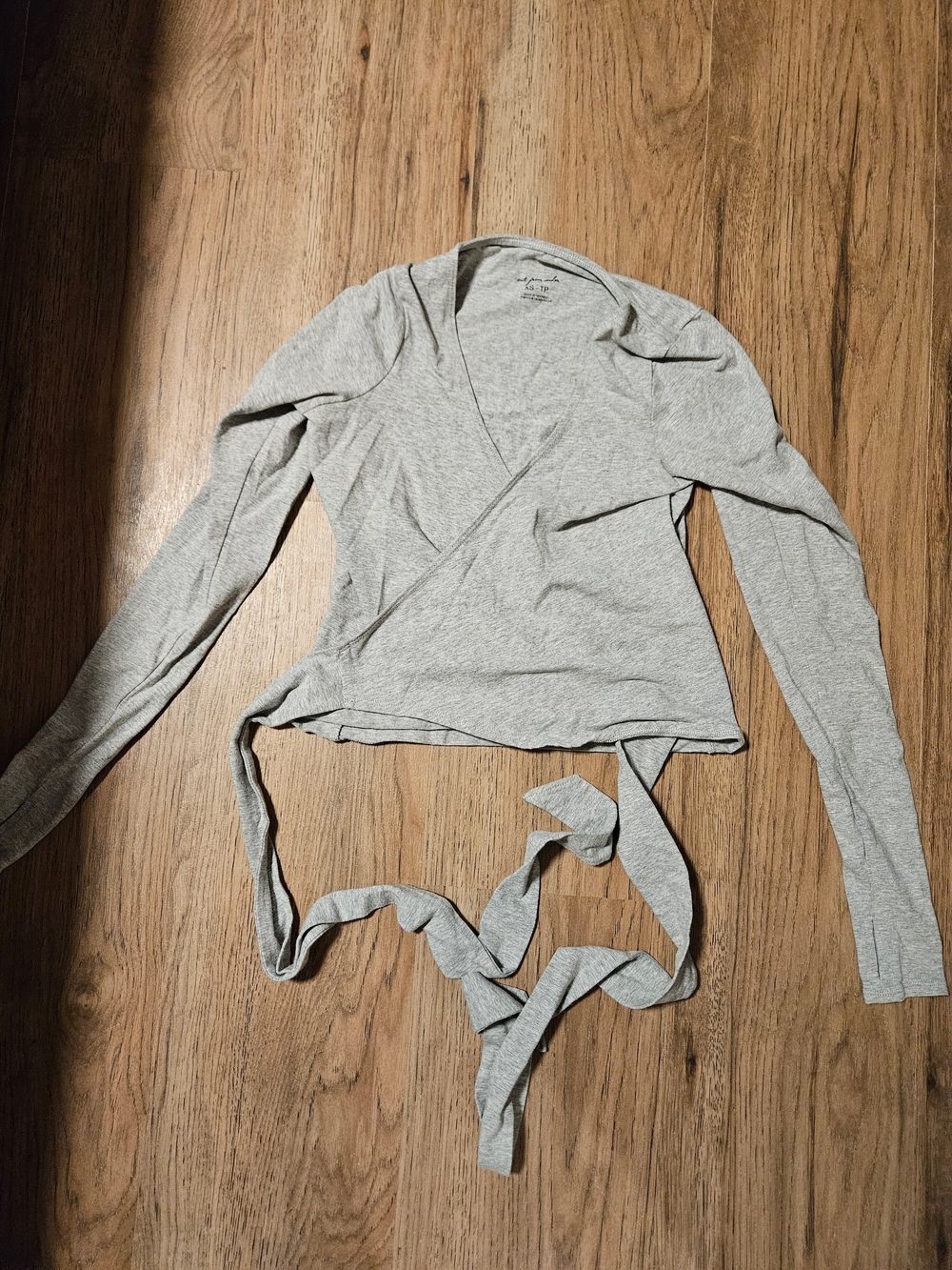 Urban Outfitters Heather Gray Wrap Tie Long Sleeve Top